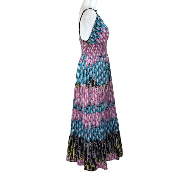 Magic maxidress, black/pink/teal, bohemian, gypsy, hippie, tropical, festival - Picture 2 of 6